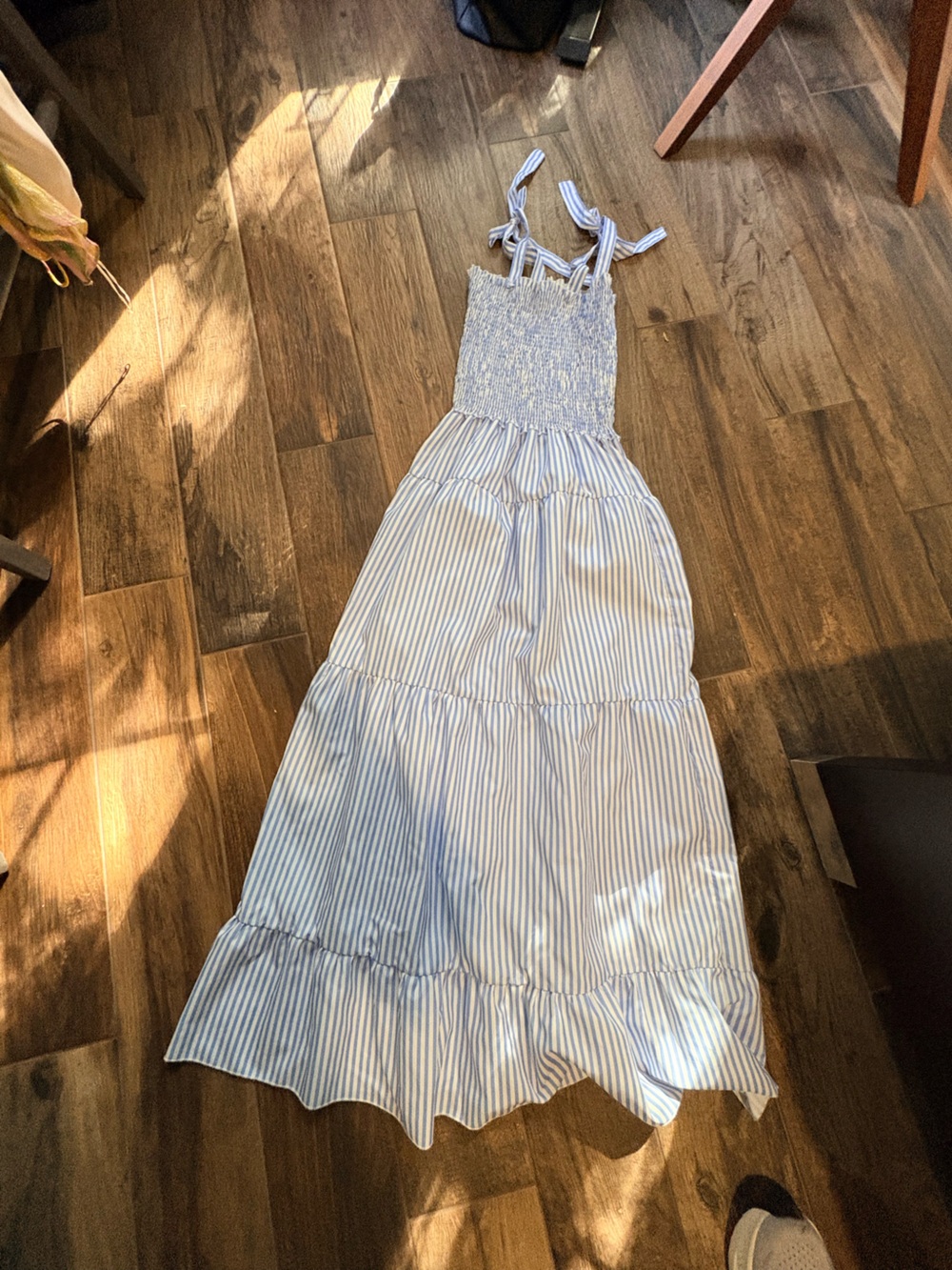 Small, Classic Blue Stripe women’s, Tie-Shoulder Dress